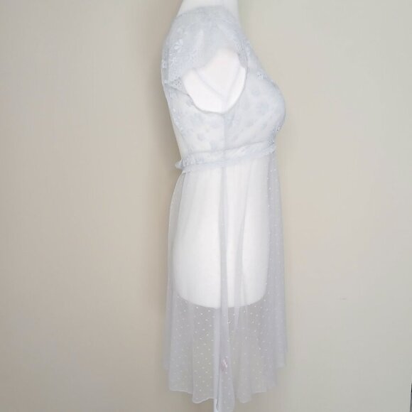 La Vie En Rose Sheer Stretch Baby Doll Chemise Blue Size M - Picture 4 of 8